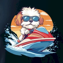 Bišonek na vodním skútru