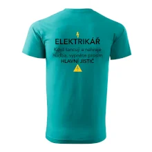 Elektrikář - hlavní jistič - Nápis na zádech