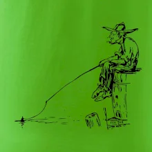 Kreslený rybář na pařezu