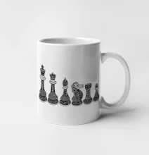 Šachové figurky v řadě - kreslené