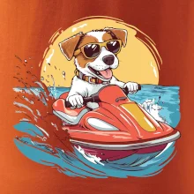 Jack russell teriér na vodním skútru
