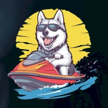 Husky na vodním skútru