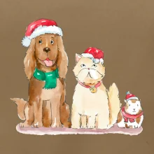 Veselé vánoce - pes, křeček a kočka