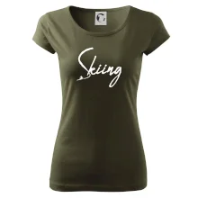 Skiing nápis lyžař