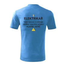 Elektrikář - hlavní jistič - Nápis na zádech
