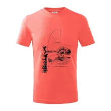 Kreslený rybář s podběrákem