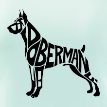 Doberman - nápis v tělě