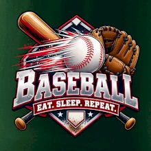 Baseballová pálka s rukavicí eat sleep repeat