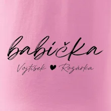 Babička Tričko se jmény dětí psací písmo