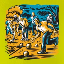 Petanque hra - modro oranžová