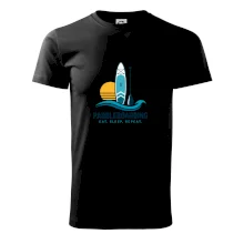 Paddleboard s pádlem při západu slunce eat sleep repeat