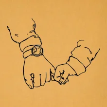 Táta a syn ruce obrys