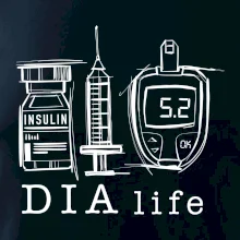 D I A life - kreslený insulin injekce a glukometr