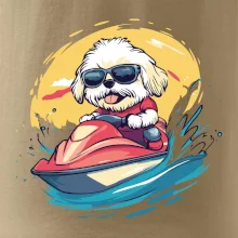 Lhasa Apso na vodním skútru