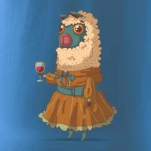 Alpaka s vínem žena