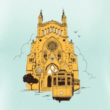 Mallorca - katedrála a tramvaj