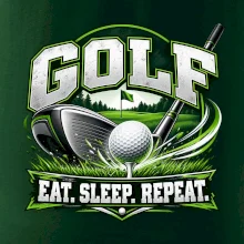 Golfová hůl s míčkem eat sleep repeat