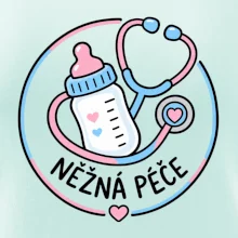 Něžná péče - kruhový znak s lahvičkou