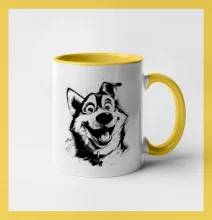 Černobílá karikatura husky