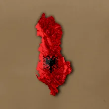 Mapa Albánie reliéf hor