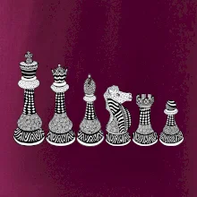 Šachové figurky v řadě - kreslené