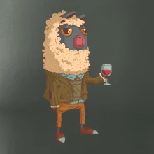 Alpaka s vínem muž