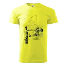 Kreslený rybář s podběrákem