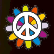 Peace symbol s kreslenou květinou