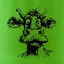 Černobílá karikatura světlá kráva hlava