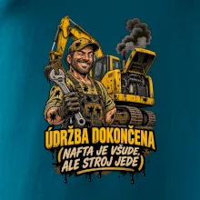Údržba bagru dokončena nafta je všude