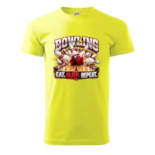 Bowlingová koule a kuželky eat sleep repeat