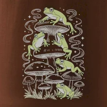Goblincore frogs and various mushrooms