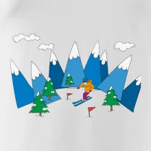 Lyžař a barevné hory