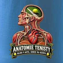 Anatomie tenisty hlava v autu srdce na kurtu