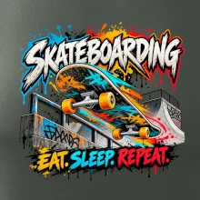 Skateboard ve street stylu eat sleep repeat