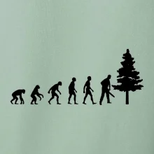 Evoluce dřevorubec - pila a strom