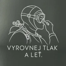 Vyrovnej tlak a leť potápěč v neoprenu držící si nos
