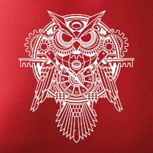 Steampunk sova černobílá