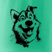 Černobílá karikatura husky