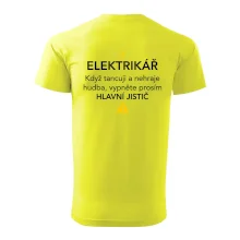 Elektrikář - hlavní jistič - Nápis na zádech