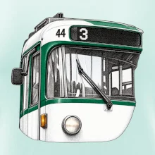 Detail čela T3R SLF tečkovaná perokresba