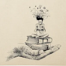 Čtenář - ruka kreslená