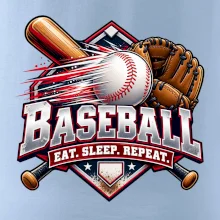 Baseballová pálka s rukavicí eat sleep repeat