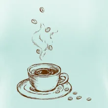 Hrnek plný čerstvé kávy