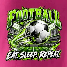 Fotbalový míč a stadion eat sleep repeat