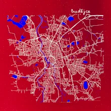 Budějce  - Mapa s vodními toky