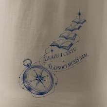 Ukazuji cestu kompas a schody z knih