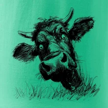 Černobílá karikatura černá kráva hlava