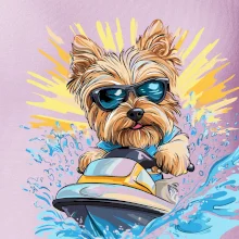 Yorkšírský teriér na vodním skútru