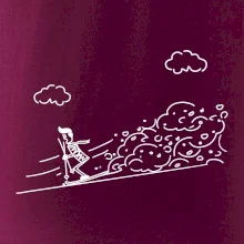 Kreslený lyžař na horách